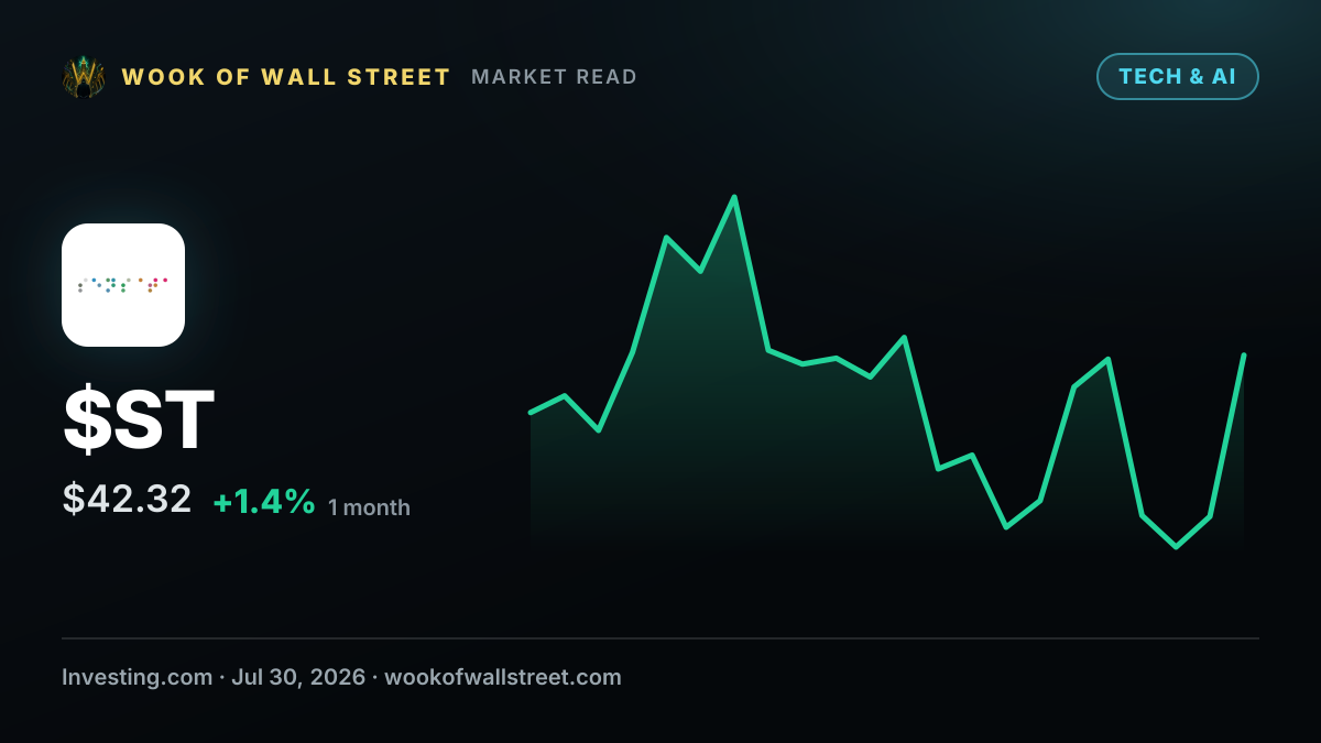 Oppenheimer raises Sensata Technologies stock price target on growth inflection — $ST one-month chart
