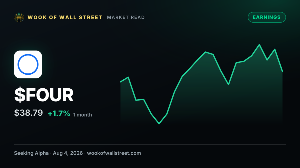 Shift4 Payments Q2 2026 Earnings Preview — $FOUR one-month chart