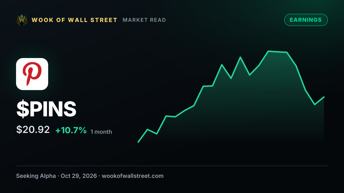 Pinterest expects Q4 revenue of $1.425B-$1.475B with adjusted EBITDA of $538M-$588M as EU de minimis changes weigh on international — $PINS one-month chart