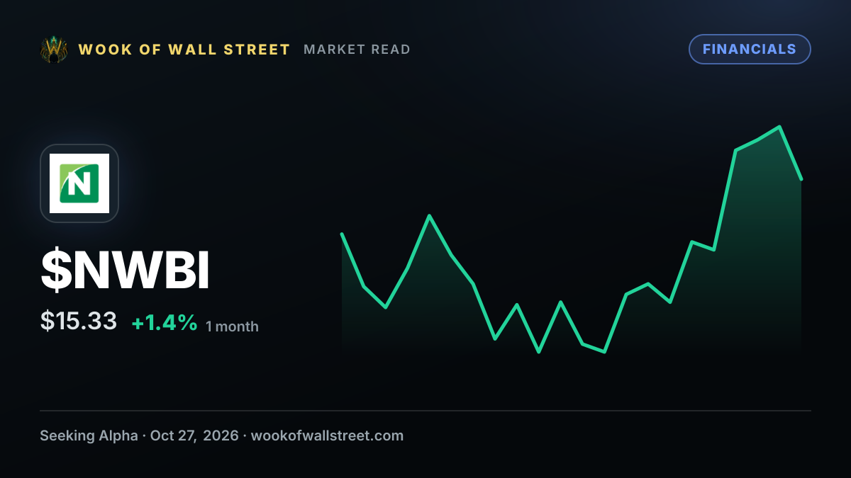 Northwest Bancshares declares $0.20 dividend — $NWBI one-month chart