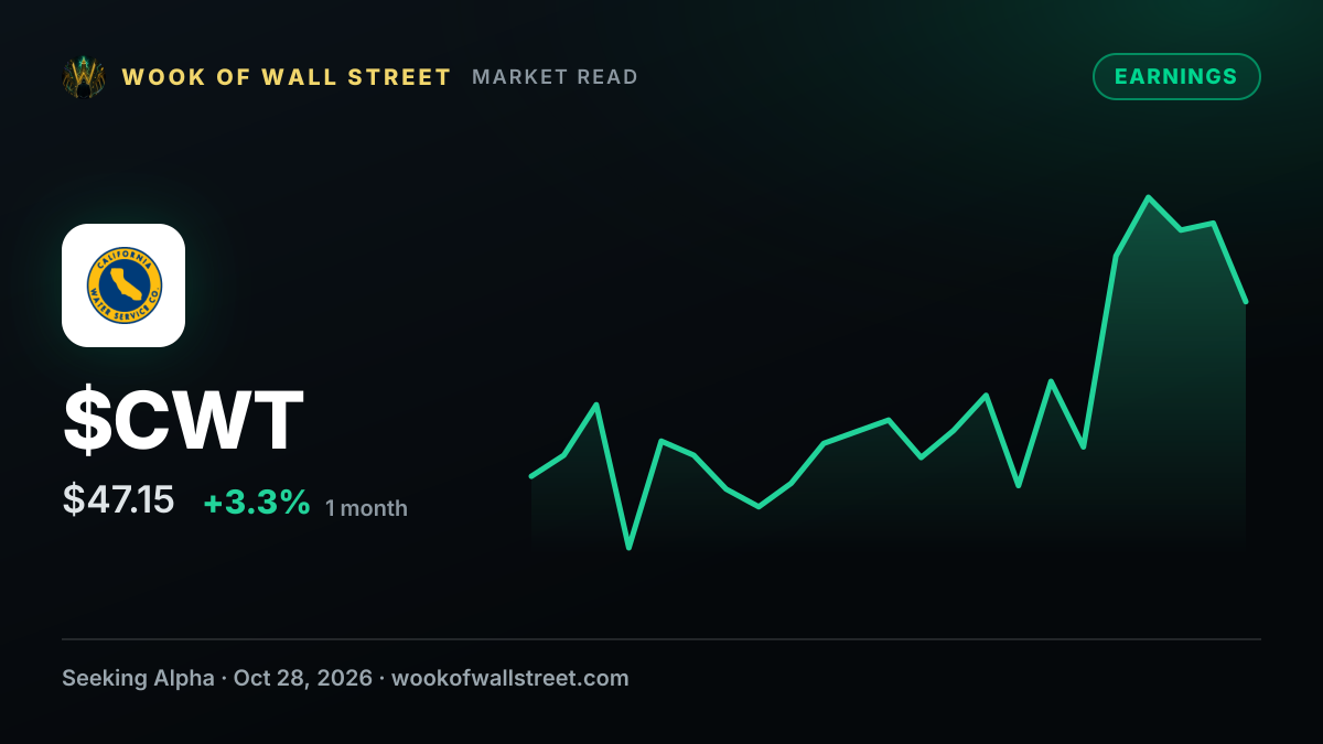 California Water Service Q3 2026 Earnings Preview — $CWT one-month chart