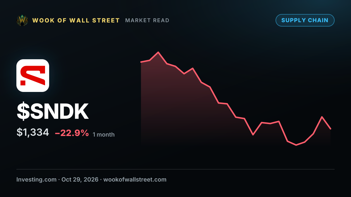 SanDisk faces earnings test as NAND pricing cycle looms — $SNDK one-month chart