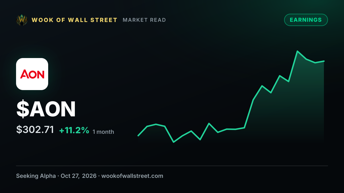 Aon Q3 2026 Earnings Preview — $AON one-month chart
