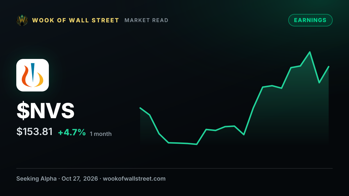 Novartis Q3 Non-GAAP EPS of $2.46 beats by $0.22; FY core operating income outlook upgraded — $NVS one-month chart