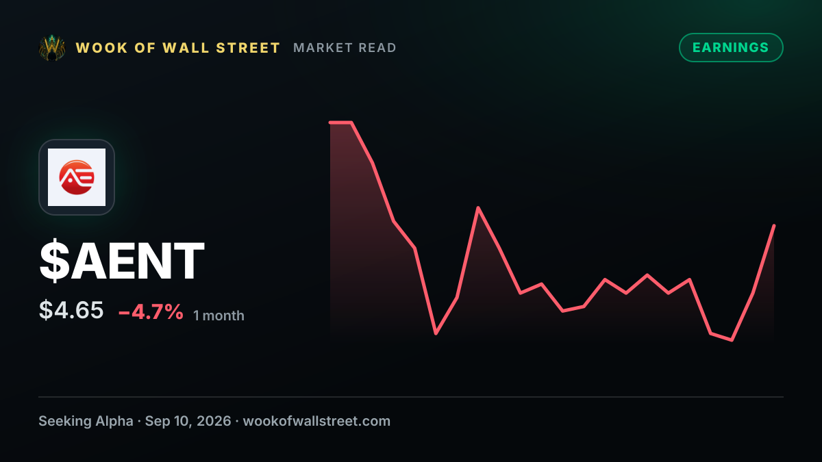 Alliance Entertainment Holding Non-GAAP EPS of $0.46, revenue of $1.15B beats by $40M — $AENT one-month chart