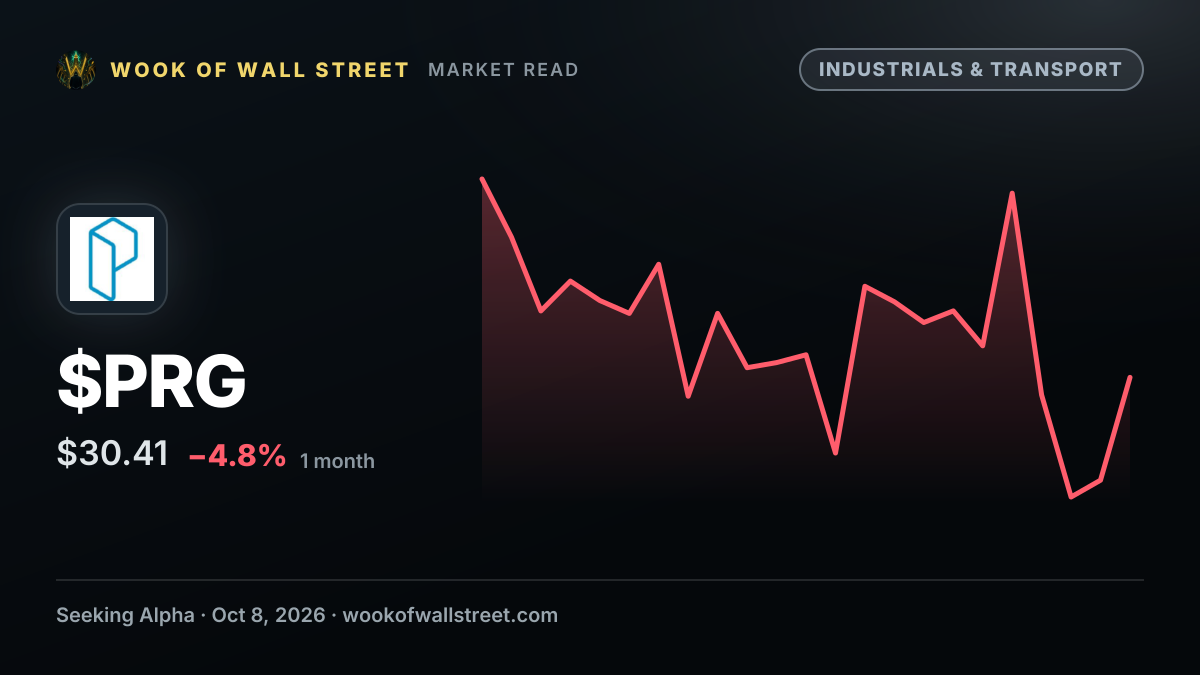 PROG Holdings raised to Buy at Loop Capital — $PRG one-month chart
