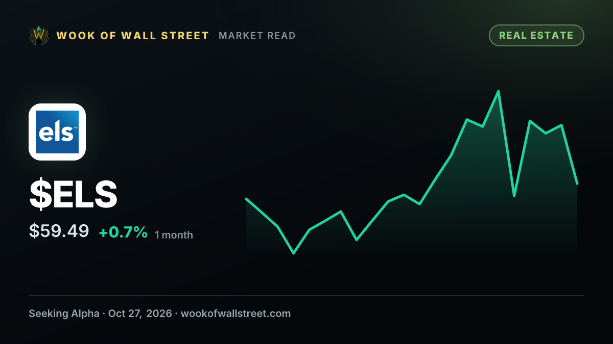 Equity LifeStyle Properties announces leadership transition for 2027 — $ELS one-month chart