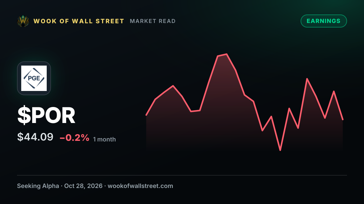 Portland General Electric Q3 2026 Earnings Preview — $POR one-month chart