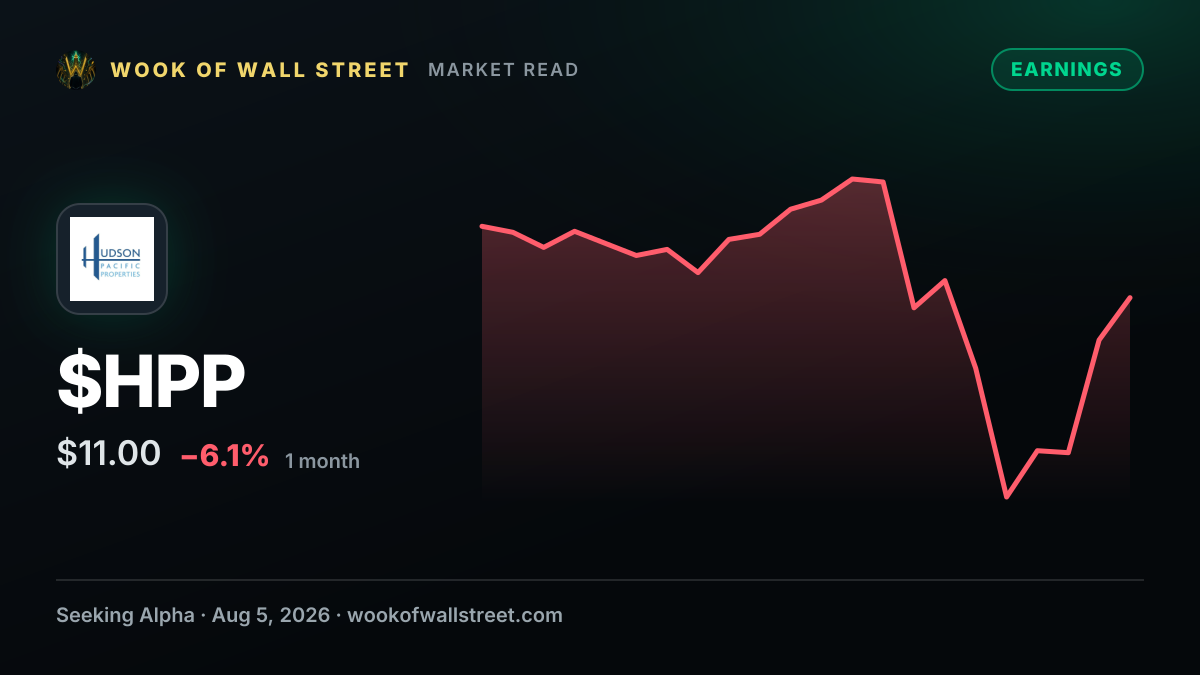 Hudson Pacific Properties reports Q2 results — $HPP one-month chart