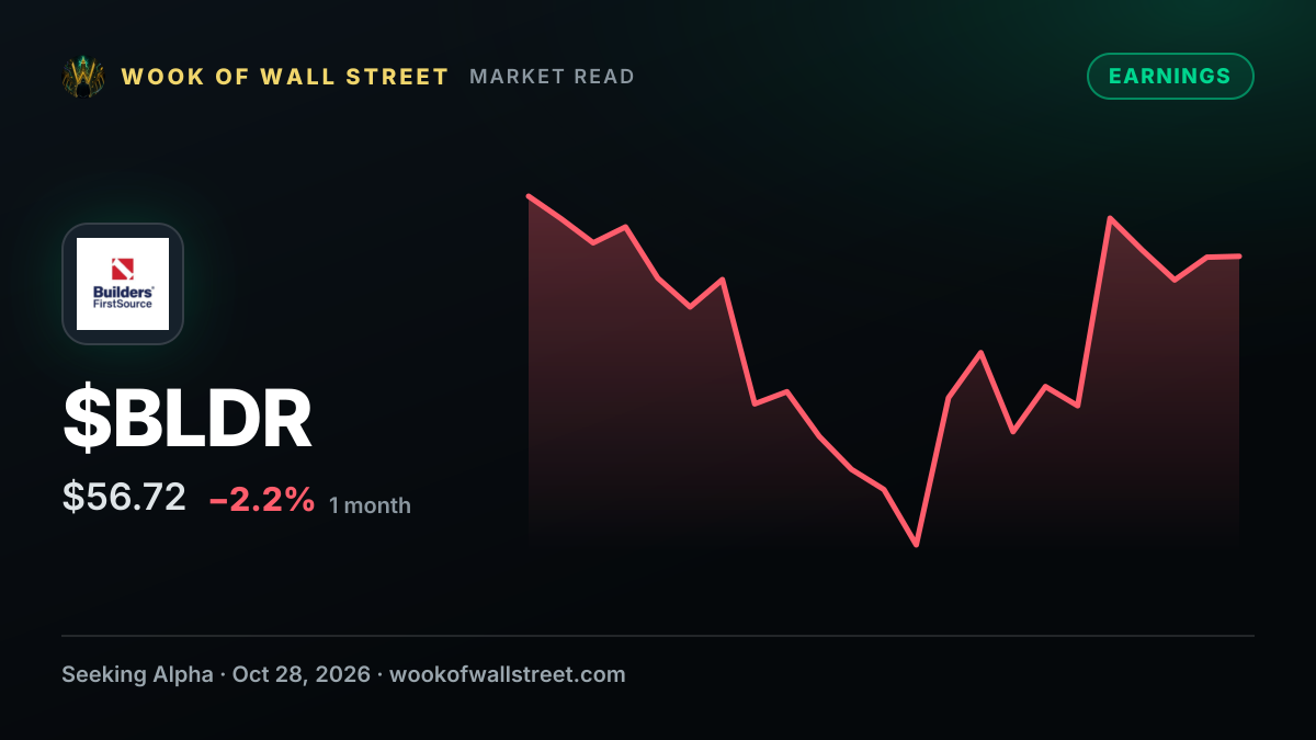 Builders FirstSource Q3 2026 Earnings Preview — $BLDR one-month chart