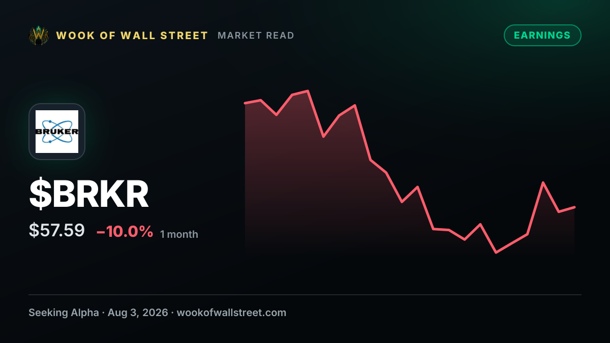 Bruker Q2 2026 Earnings Preview — $BRKR one-month chart