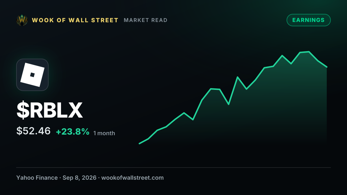 Roblox (RBLX) Faces a Growth Reset After Guidance Cuts — Is the Long-Term Story Still Intact? — $RBLX one-month chart