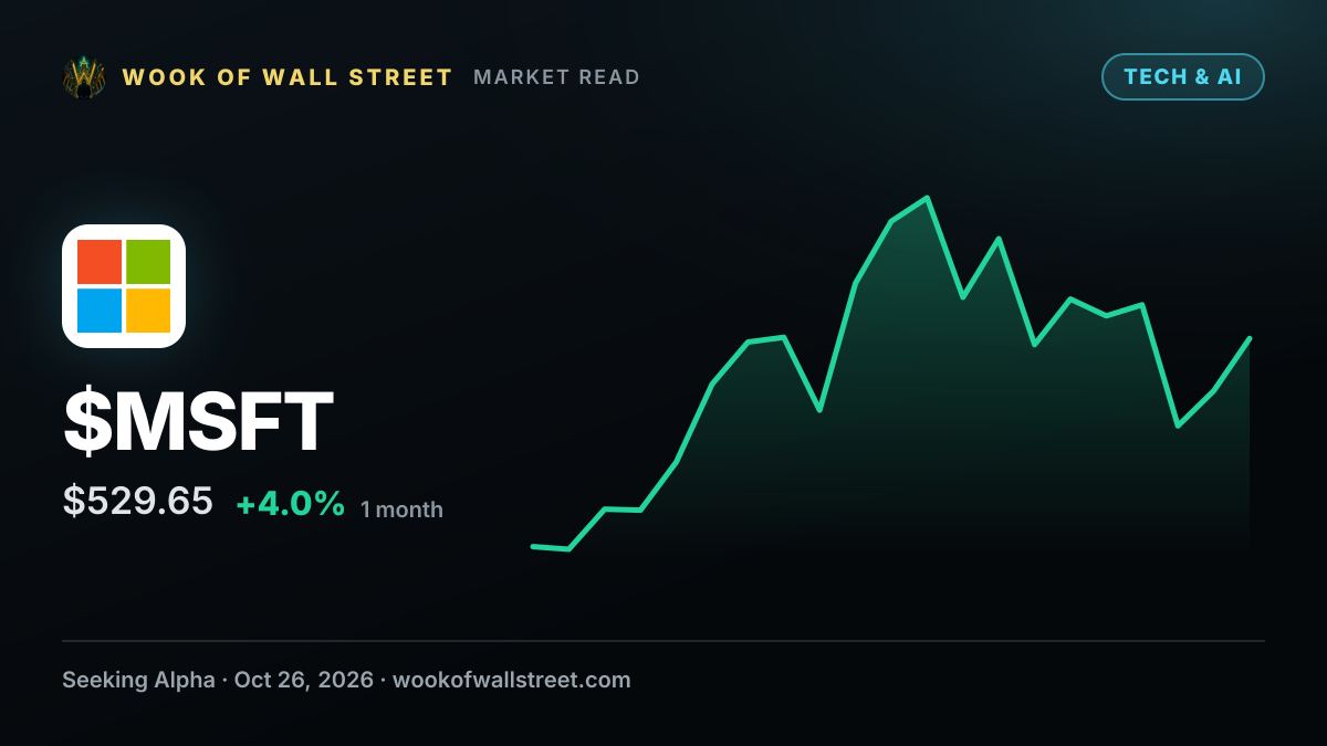 Microsoft in focus as BNP sees continued Azure growth, Copilot adding to sales — $MSFT one-month chart