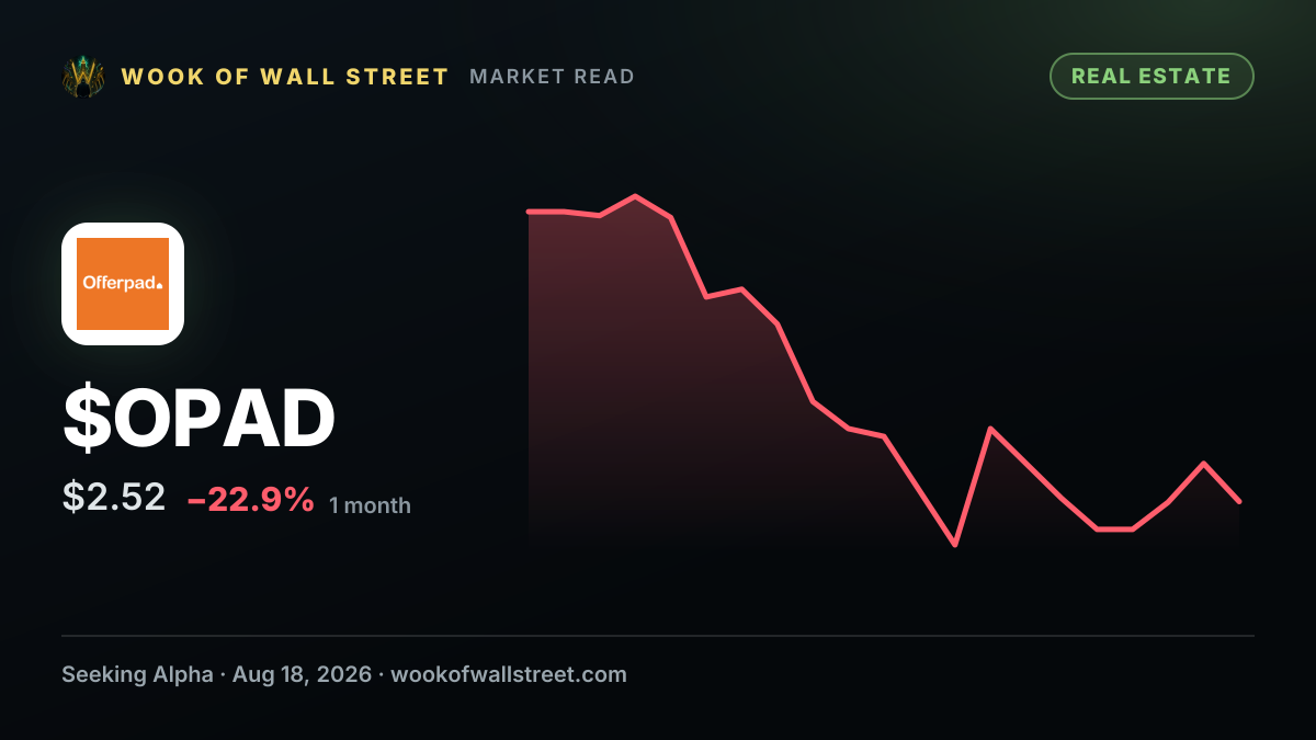 Offerpad to transfer listing to Nasdaq from NYSE — $OPAD one-month chart