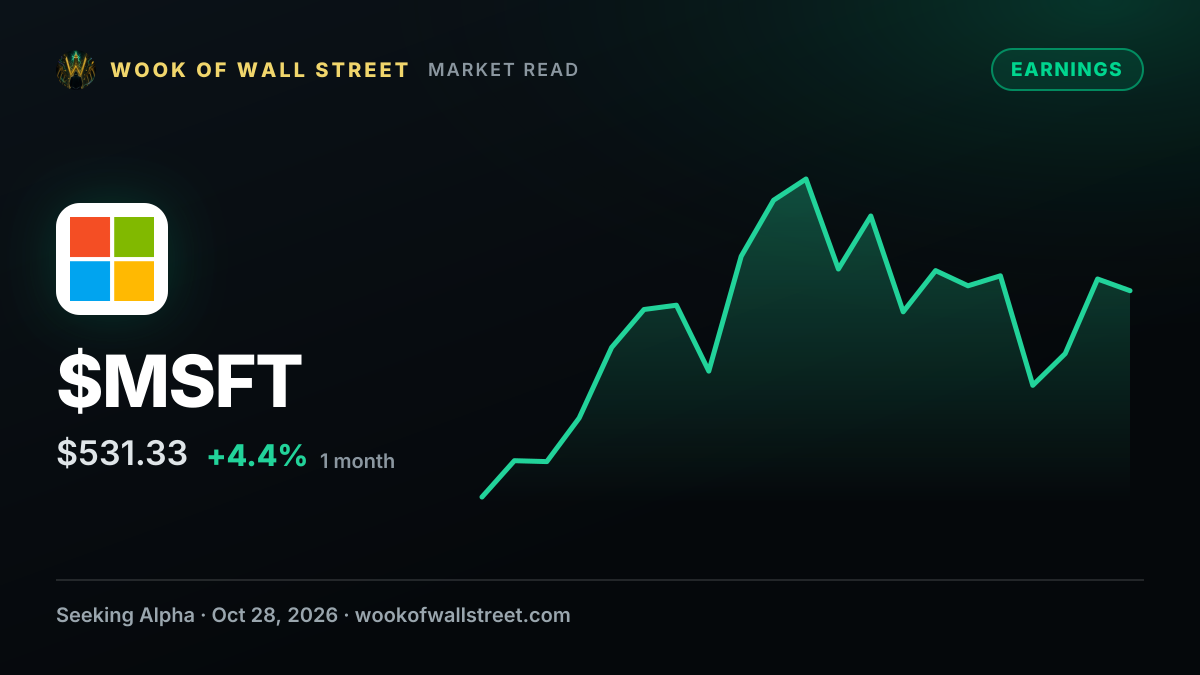 Microsoft pops as Q1 results, guidance top estimates — $MSFT one-month chart
