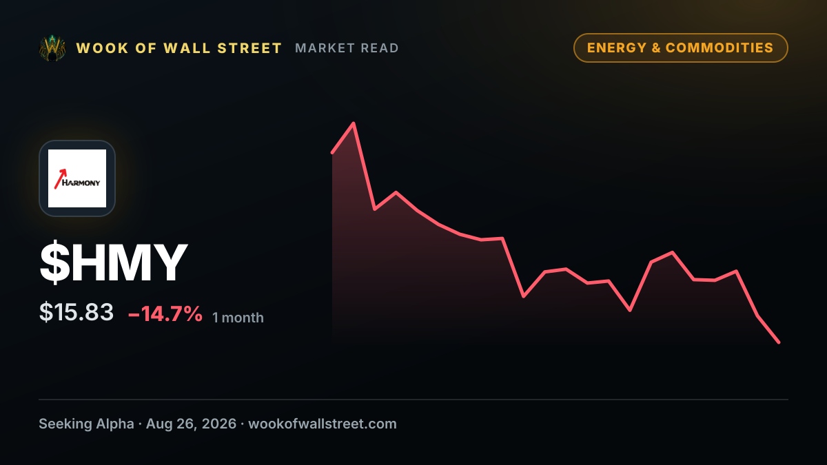 Harmony Gold Mining FY 2026 Earnings Preview — $HMY one-month chart