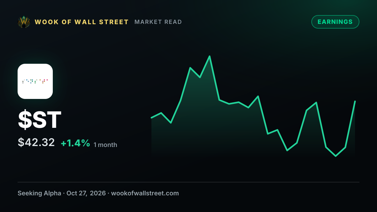Sensata Technologies Non-GAAP EPS of $1.13 beats by $0.17, revenue of $1B beats by $26.31M — $ST one-month chart