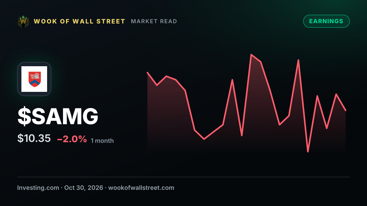 Silvercrest Asset Management Group earnings beat by $0.05, revenue topped estimates — $SAMG one-month chart