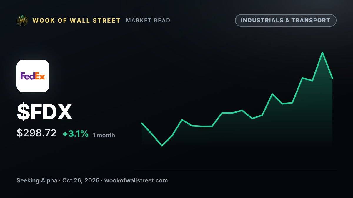 FedEx appoints Jamere Jackson as CFO — $FDX one-month chart