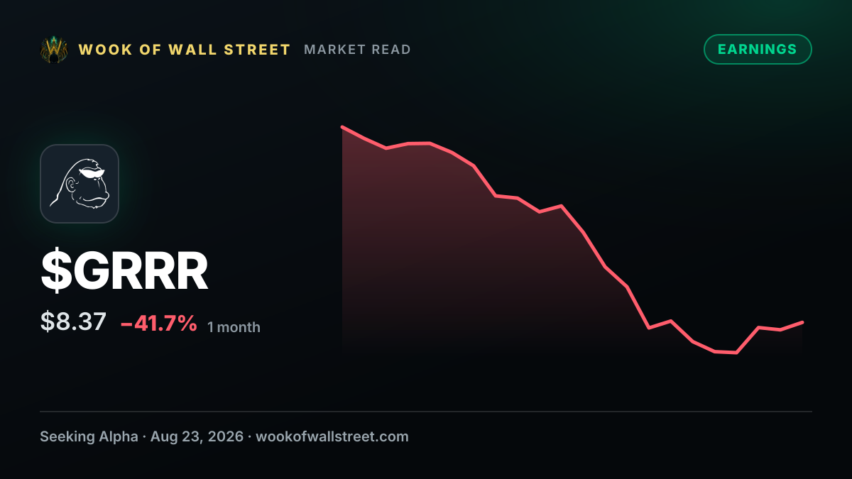 Gorilla Technology Group Q2 2026 Earnings Preview — $GRRR one-month chart
