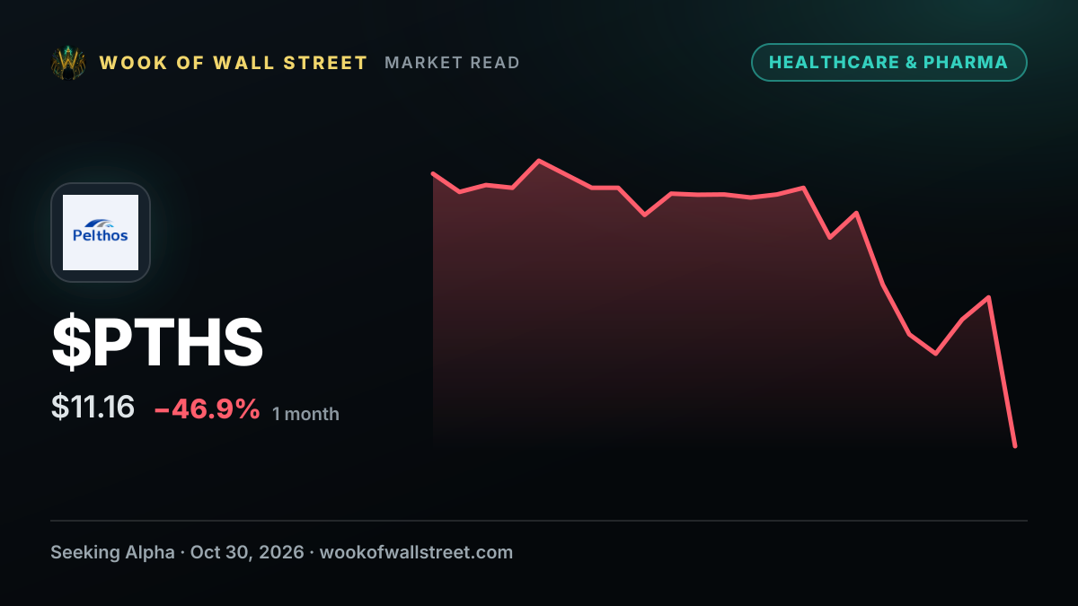 Pelthos Therapeutics stock sinks after Castle Creek merger deal — $PTHS one-month chart