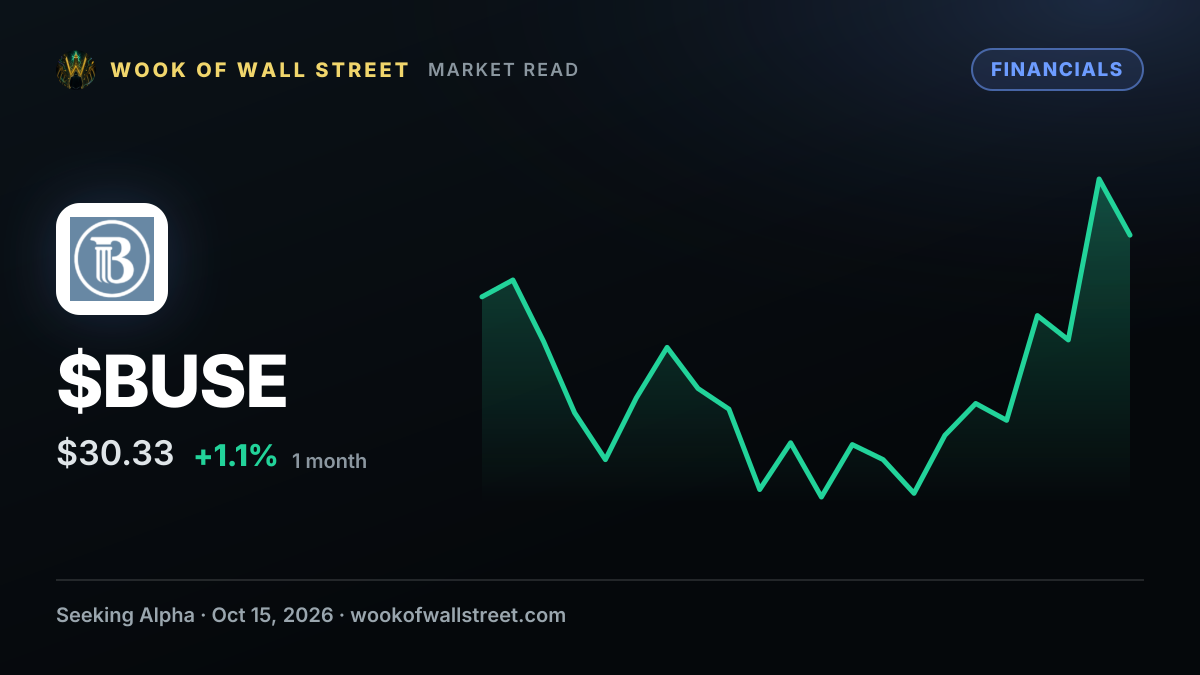 First Busey declares $0.26 dividend — $BUSE one-month chart