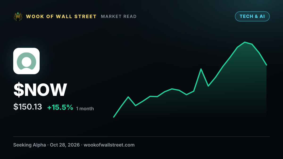 Servicenow targets $1.7B+ AI ACV by year-end while raising 2026 free cash flow margin goal to 36% — $NOW one-month chart