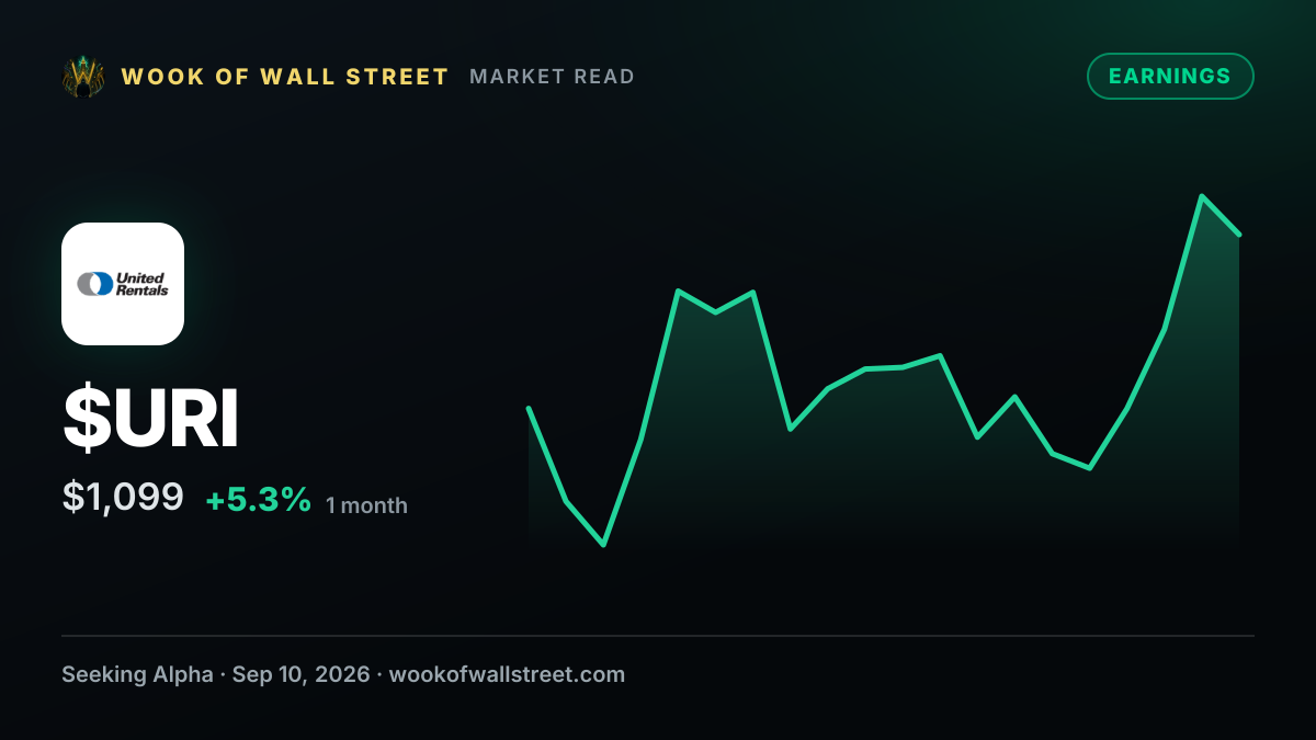 United Rentals downgraded, Herc upgraded at J.P. Morgan on cloudy outlook — $URI one-month chart