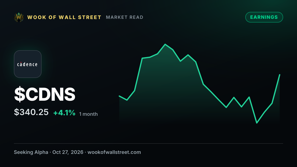 Cadence's Q3 beat and raise occurs during early days of agentic AI opportunity: analysts — $CDNS one-month chart