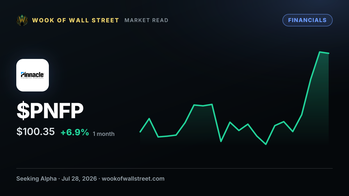 Pinnacle Financial Partners declares $0.50 dividend — $PNFP one-month chart