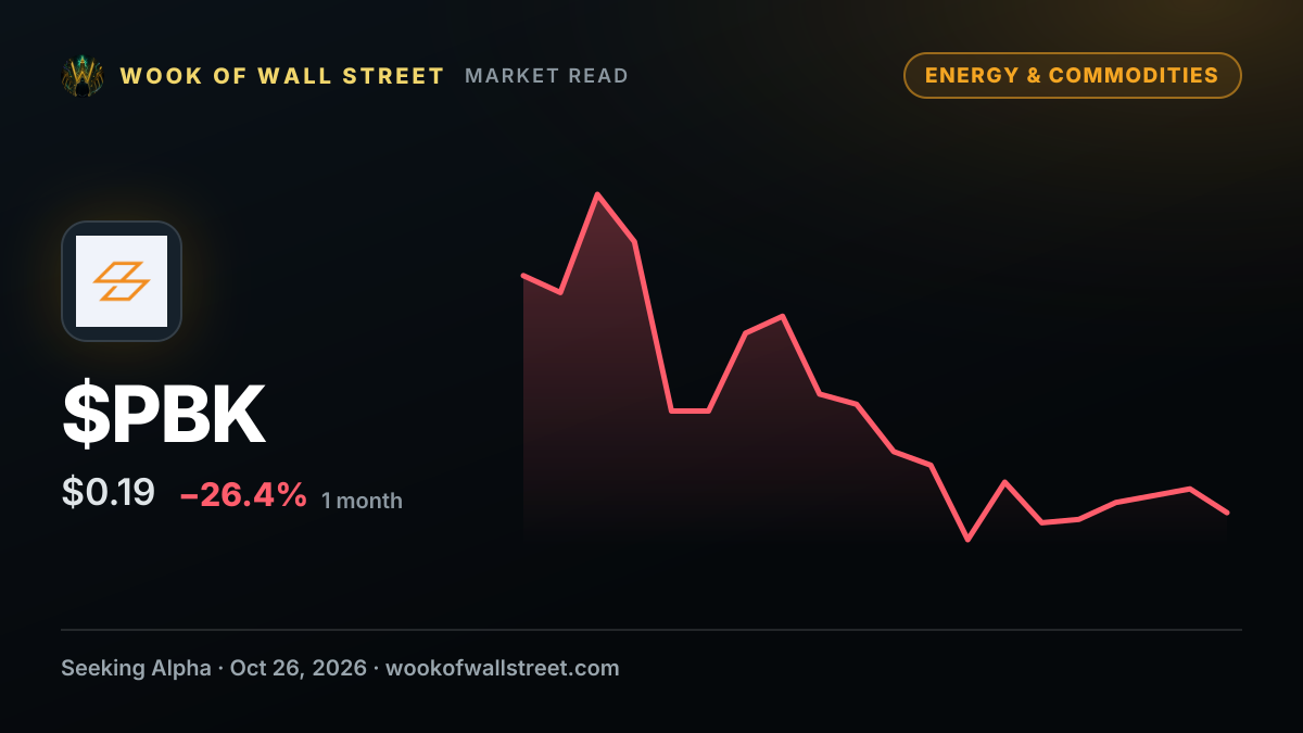 PowerBank cuts solar project debt by 14% in CA$25.4M refinancing — $PBK one-month chart
