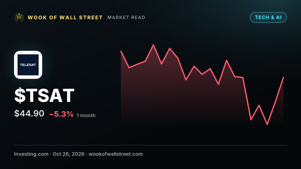 Why is Telesat stock rallying today? — $TSAT one-month chart