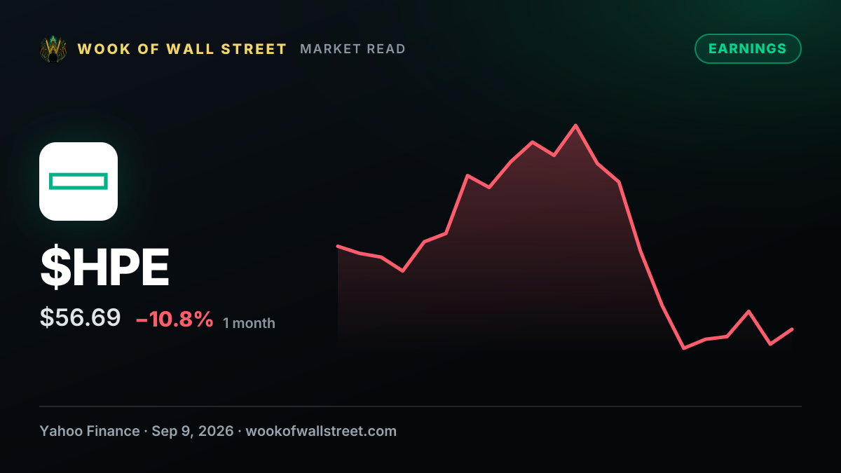 Hewlett Packard Enterprise (HPE)’s AI Boom Fuels Growth, Margins, and Healthier Outlook — $HPE one-month chart