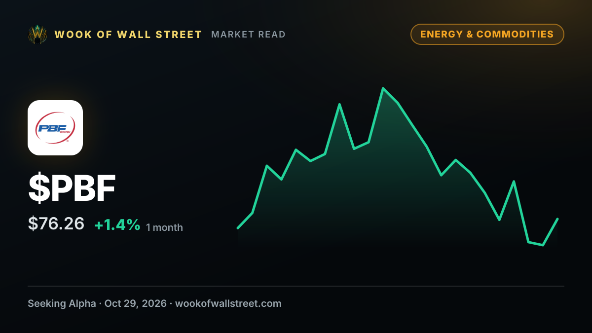 PBF Energy raises dividend by 18.2% to $0.325 — $PBF one-month chart