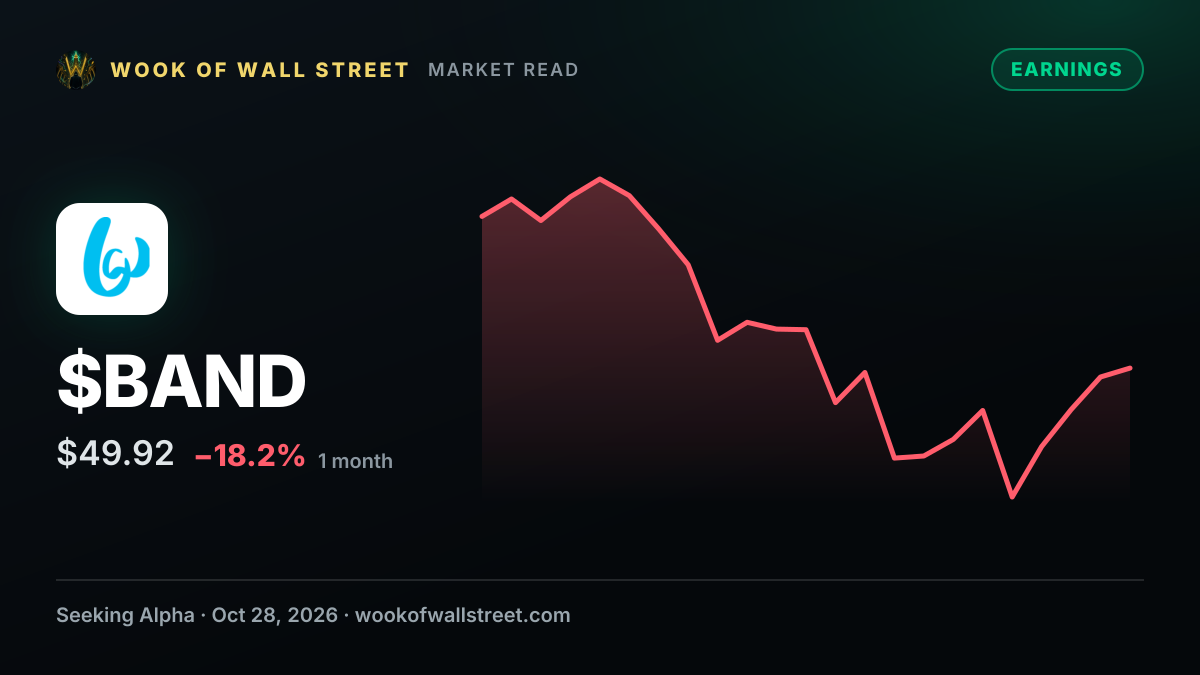 Bandwidth Q3 2026 Earnings Preview — $BAND one-month chart