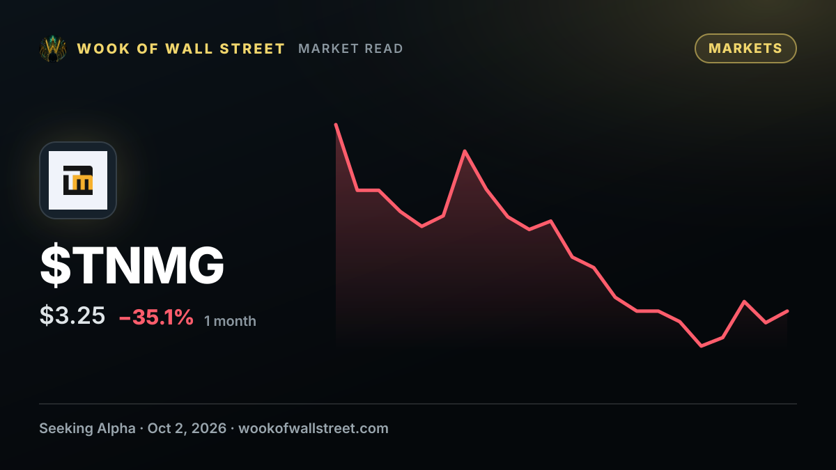 TNL Mediagene jumps 30% on $5.5M deal to sell Japanese business — $TNMG one-month chart