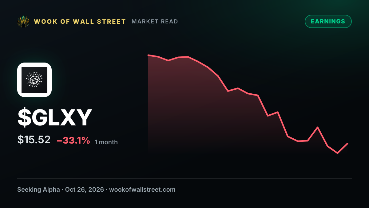 Galaxy Digital Q3 2026 Earnings Preview — $GLXY one-month chart