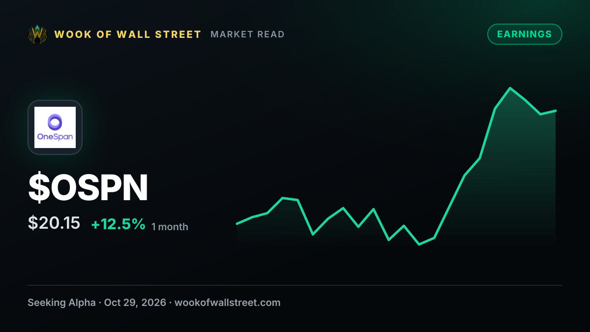 Onespan expects $254M-$258M 2026 revenue as DigipassONE rollout expands — $OSPN one-month chart