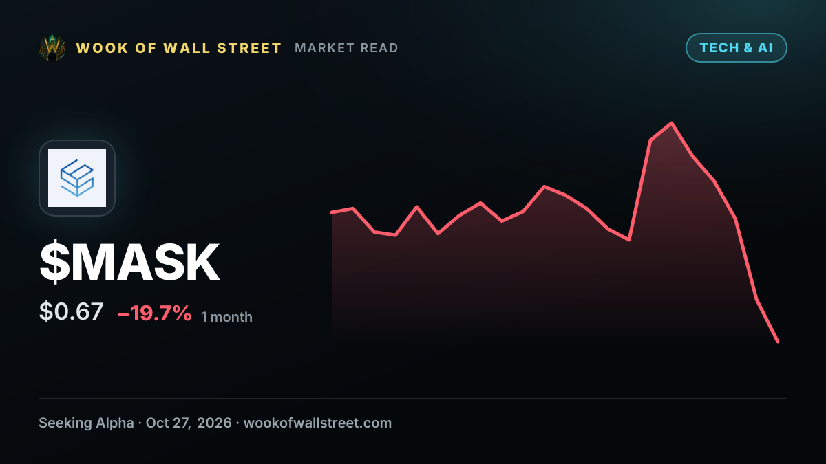 3 E Network Technology outlines $5M private placement allocation — $MASK one-month chart