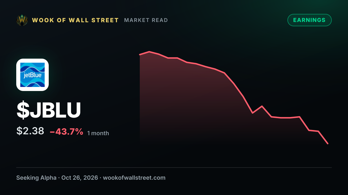 JetBlue Airways Q3 2026 Earnings Preview — $JBLU one-month chart