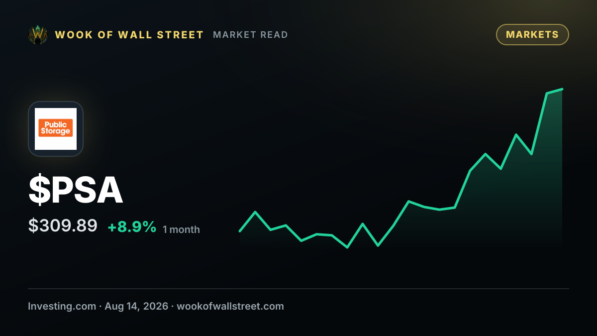 Public Storage chief legal officer sells $463,133 in shares — $PSA one-month chart