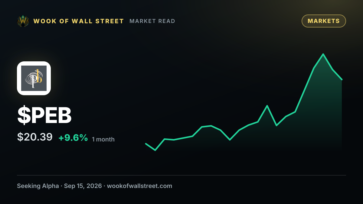 Pebblebrook Hotel declares $0.01 dividend — $PEB one-month chart